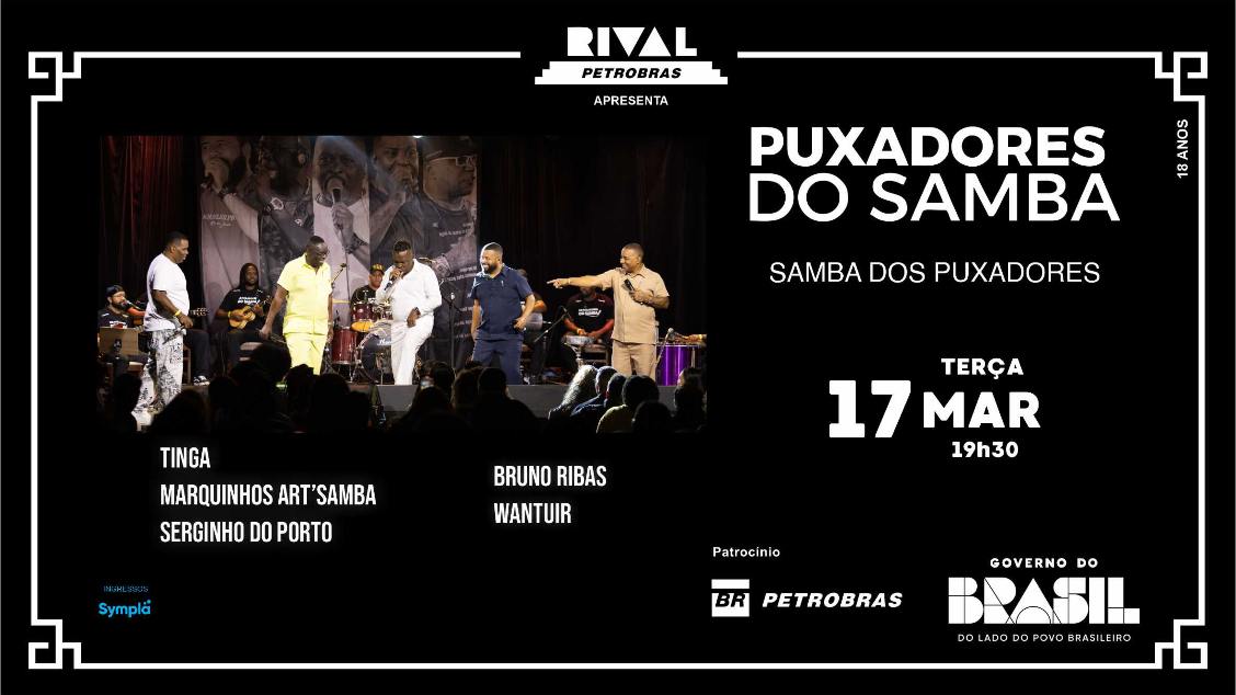 PUXADORES DO SAMBA  TINGA, MARQUINHOS ART’SAMBA, SERGINHO DO PORTO, BRUNO RIBAS E WANTUIR (foto do evento)