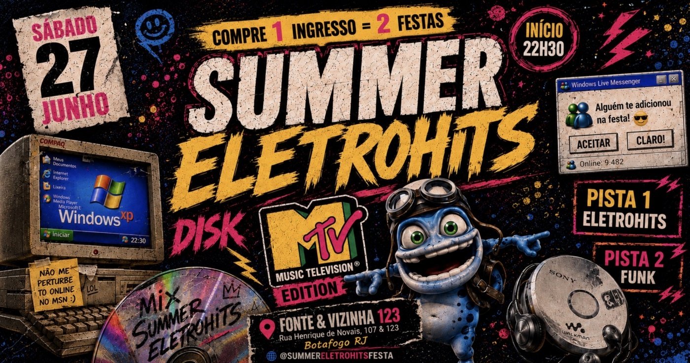 Festa SUMMER ELETROHITS - DISK MTV com CLIPES | 2 PISTAS: Eletrohits na Pista 1 e Funk na Pista 2! (foto do evento)