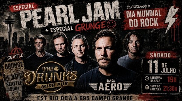 Dia mundial do rock especial pearl jam + grunge - banda aero (foto do evento)