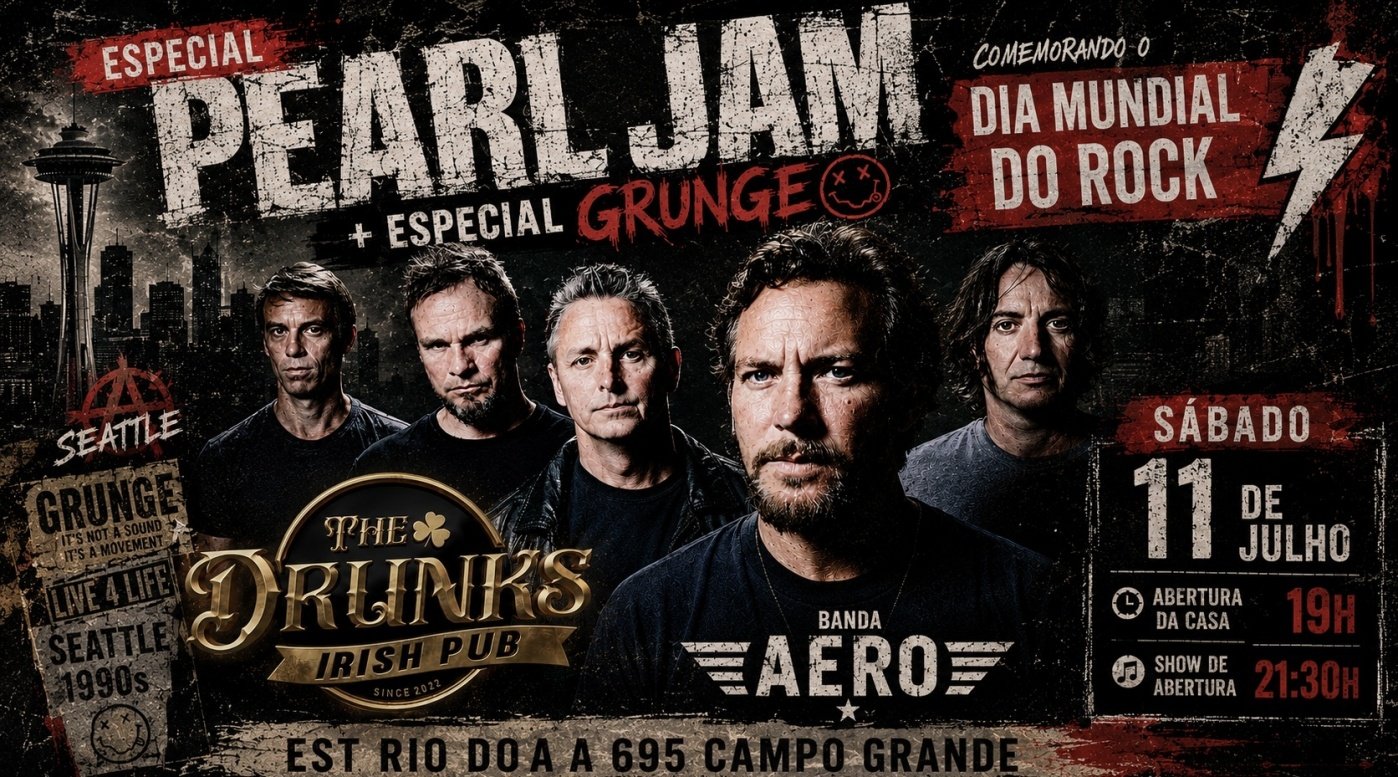 Dia mundial do rock especial pearl jam + grunge - banda aero (foto do evento)