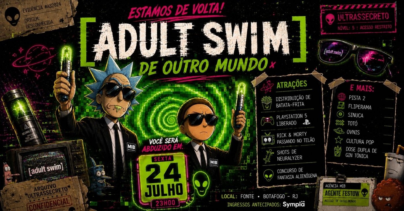 Festa [adult swim] DE OUTRO MUNDO - o retorno! FRITAS, PS5, JOGOS, SHOTS E MUITO MAIS! (foto do evento)