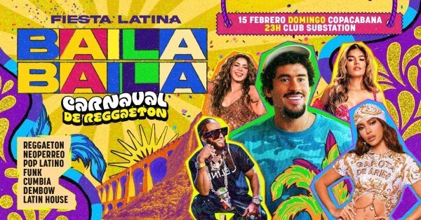 fiesta latina baila baila |carnaval de reggaeton | copacabana | 15 febrero | 23h (foto do evento)