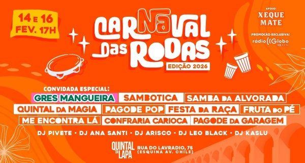 carnaval das rodas 26 - lapa rj - gres mangueira + 9 rodas de samba! a experiência do samba carioca! (foto do evento)