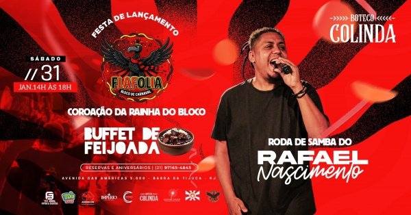 festa flafolia (31/01) com coroação da rainha do bloco e roda de samba do rafael nascimento (foto do evento)