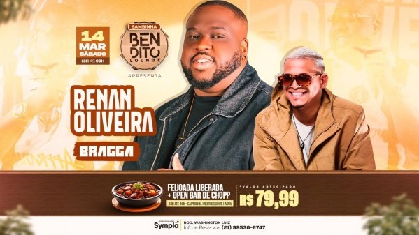 renan oliveira / feijoada / open bar / bragga (foto do evento)