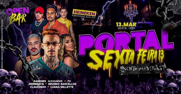 13/03 - portal rio / sexta feira 13 - mega open bar a noite toda + open heineken até 01:00 (foto do evento)