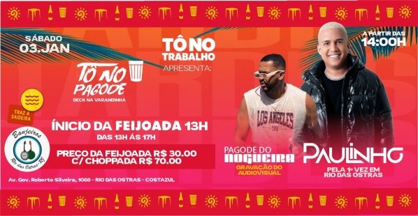 Feijoada Tô no Pagode | 03JAN (SAB) | Tô no Trabalho (Éden) (foto do evento)